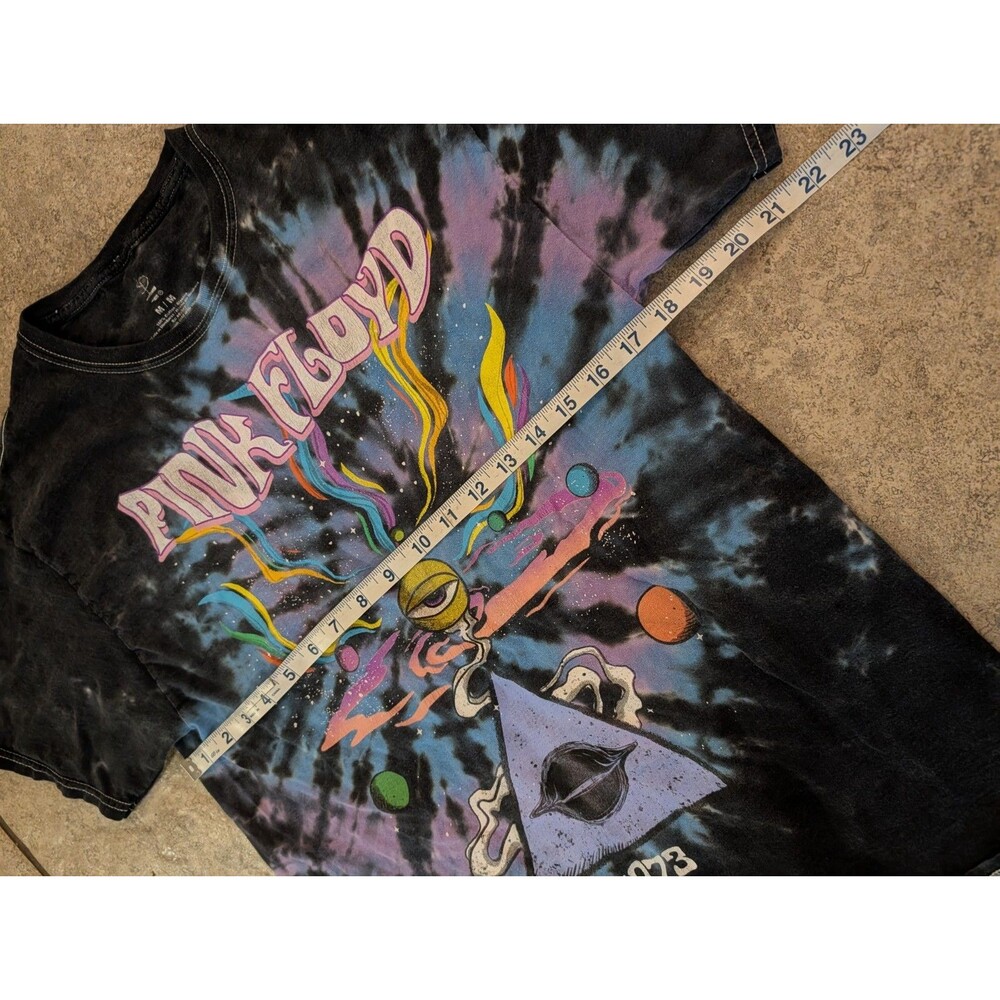 Pink Floyd 1973 Tie Dye Band T Shirt Mens Medium Black Graphic Rock Tee - Picture 3 of 9